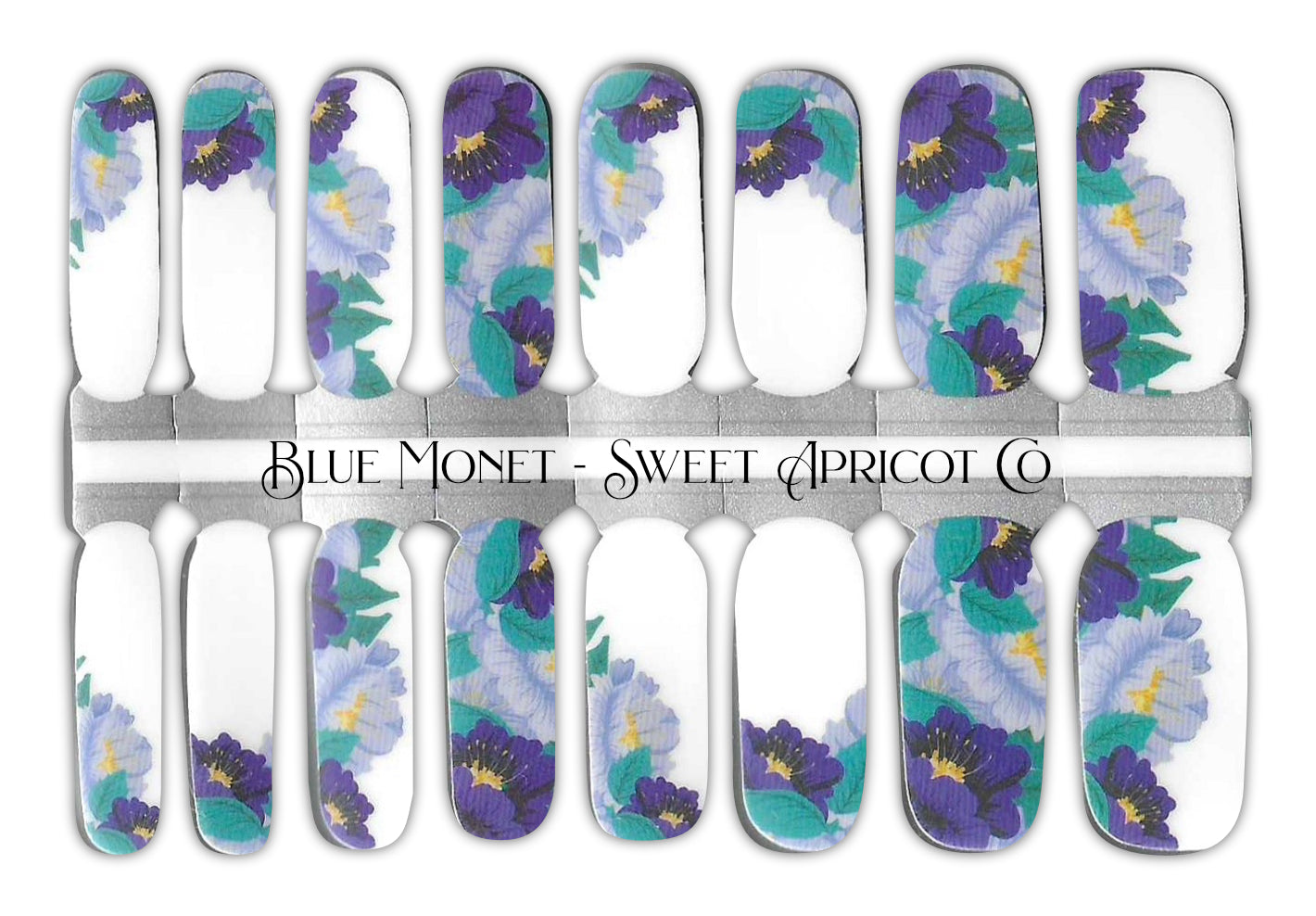 Blue Monet Nail Wraps - Tranquil Blue and Purple Floral