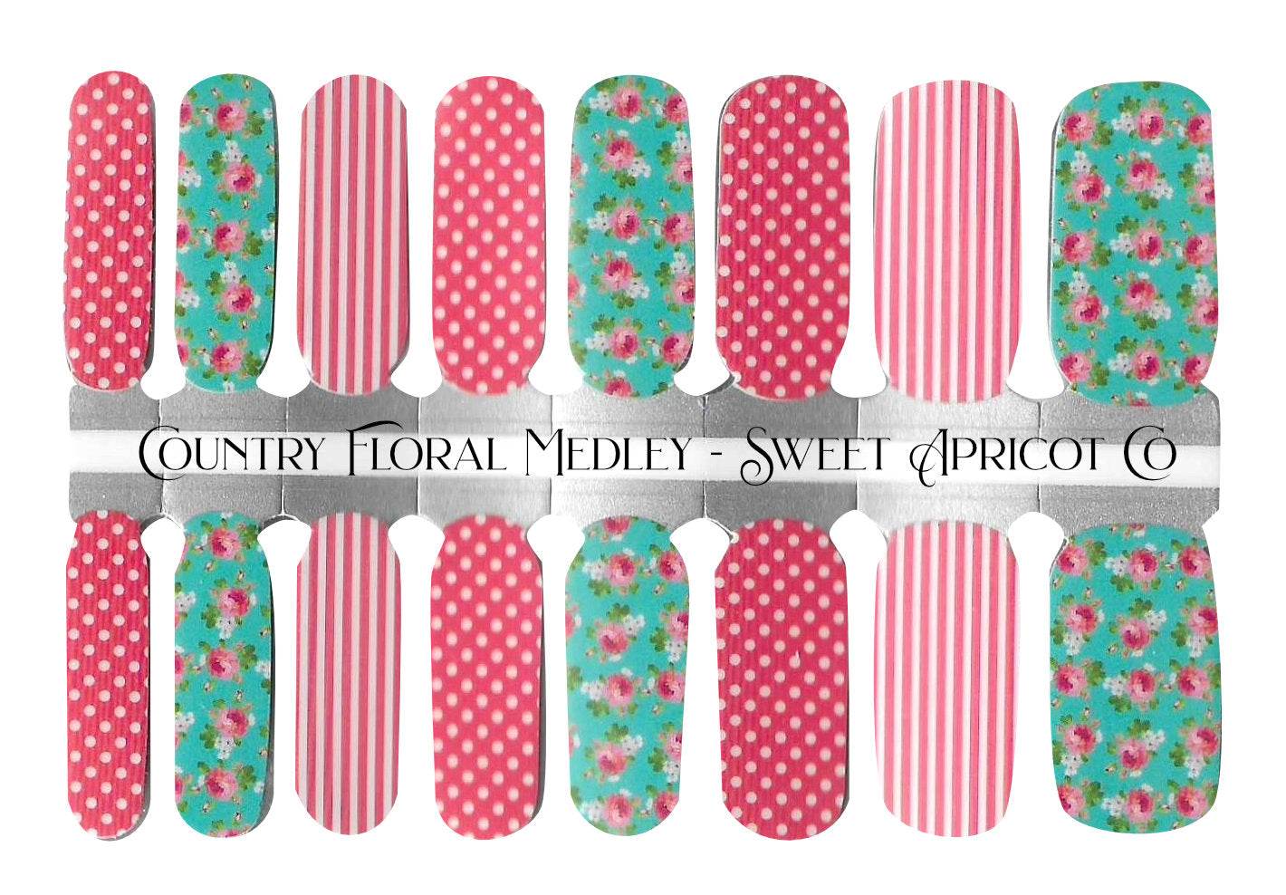 Country Floral Medley Nail Wraps - A fun mix of color and pattern