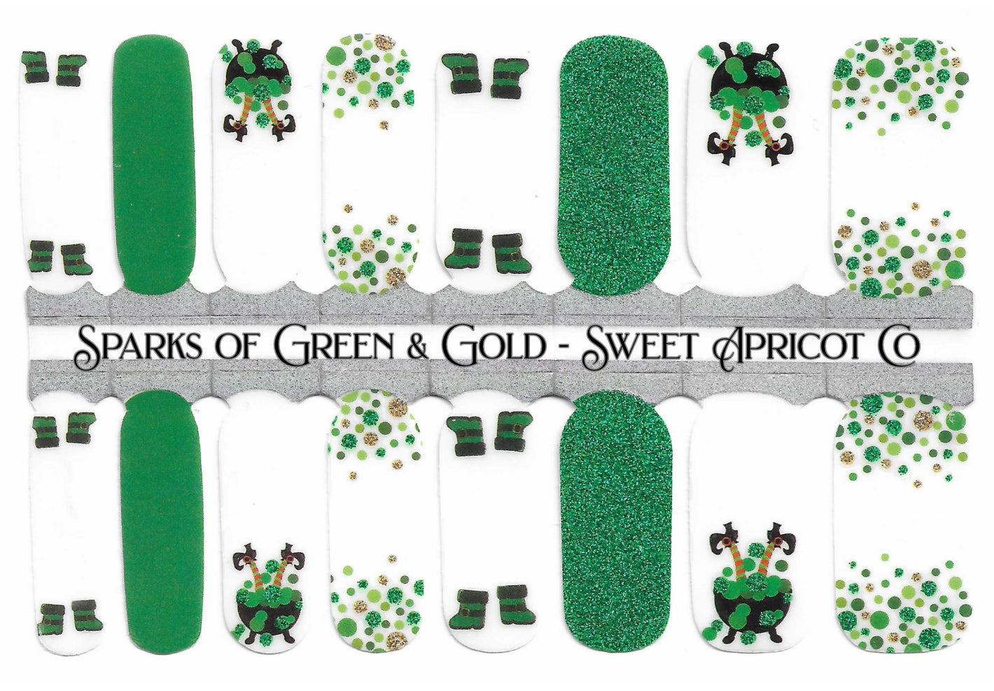 Sparks of Gold and Green Nail Wraps - St Patrick's Day Design