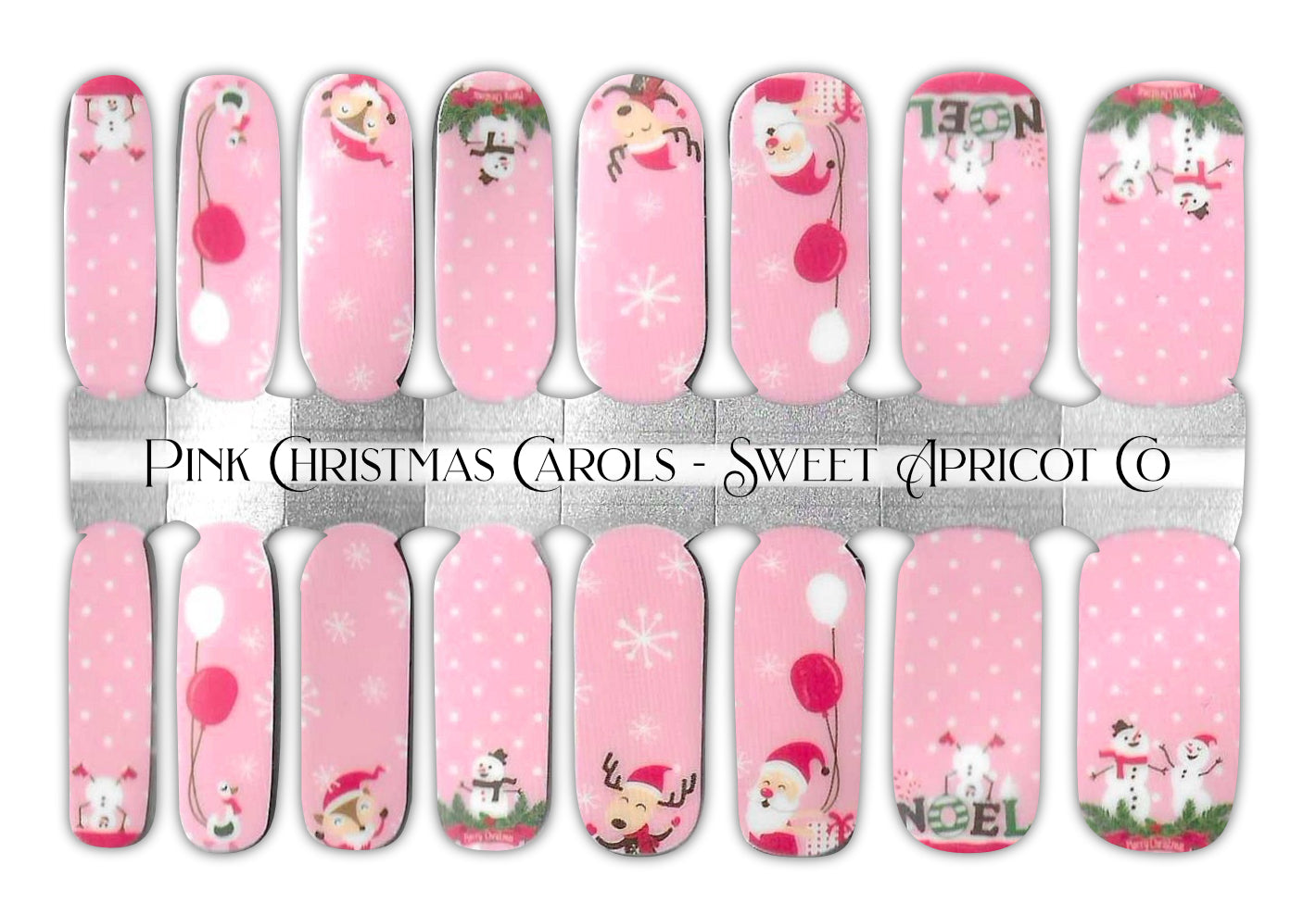 Pink Christmas Carols Nail Wraps - Sweet Holiday Design