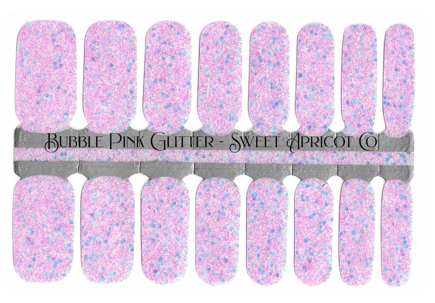 Bubble Gum Pink Glitter - Glitter Nail Wraps