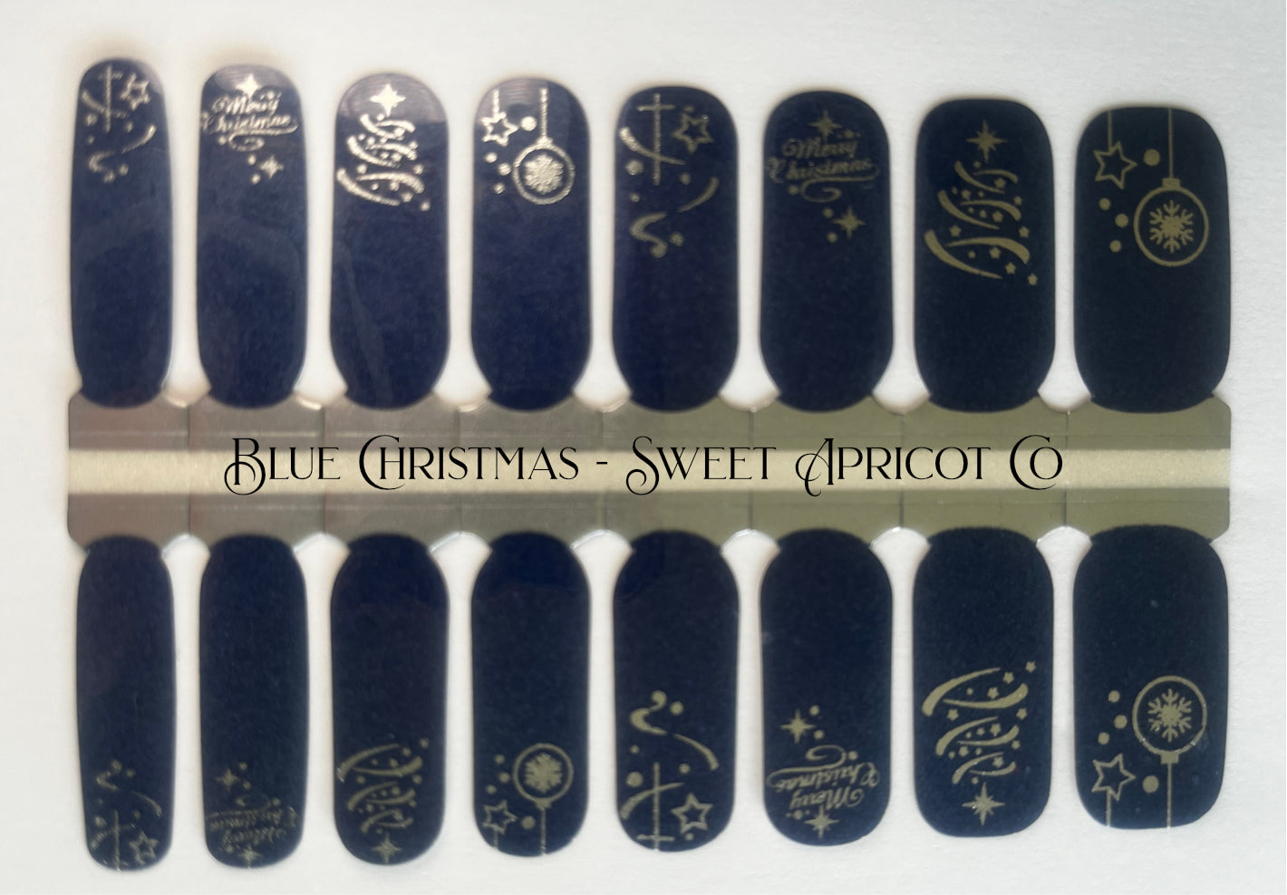 Blue Christmas Nail Wraps - Beautiful Navy and Silver Foil Design