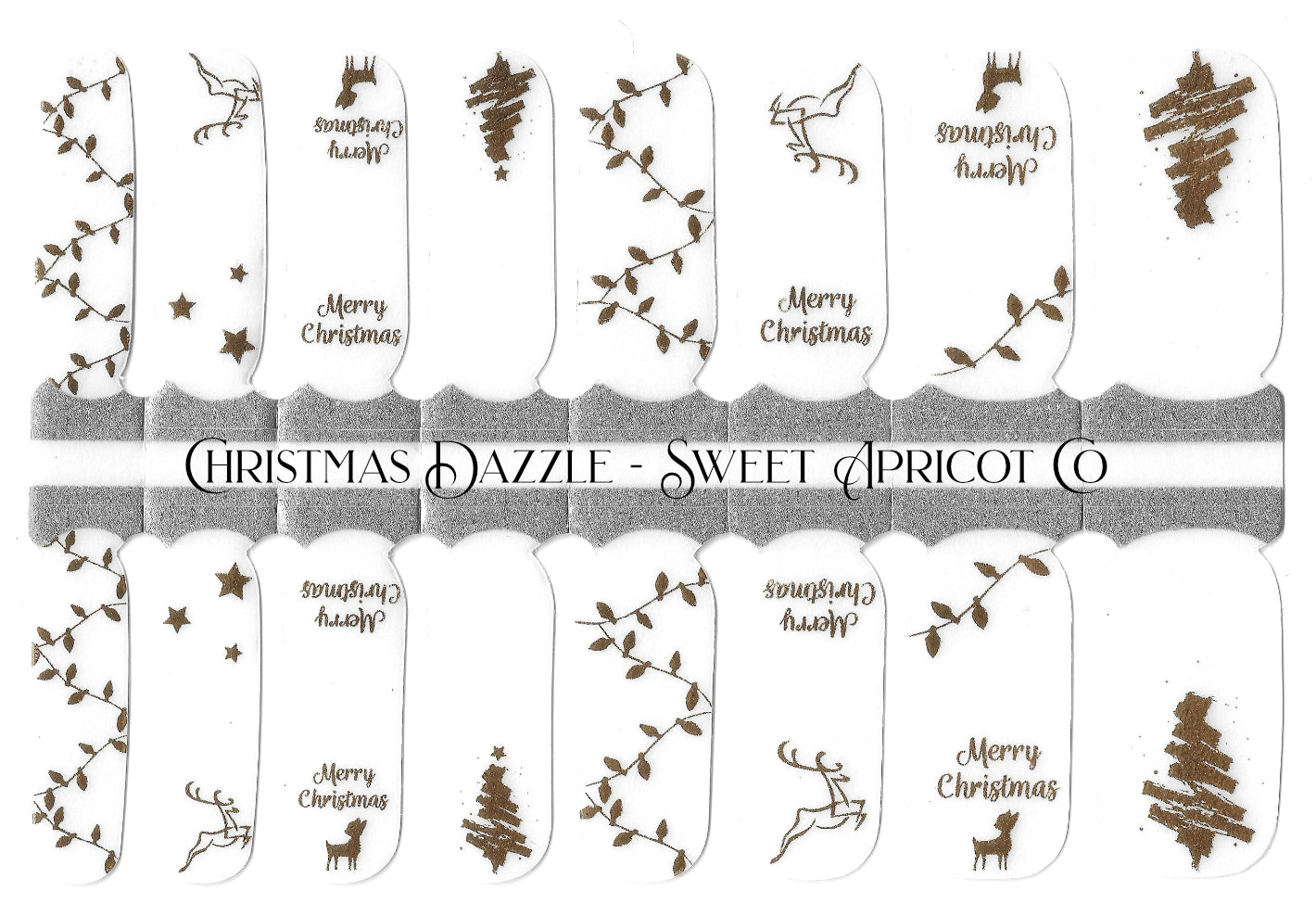 Christmas Dazzle Gold Foil Overlay Nails Wraps