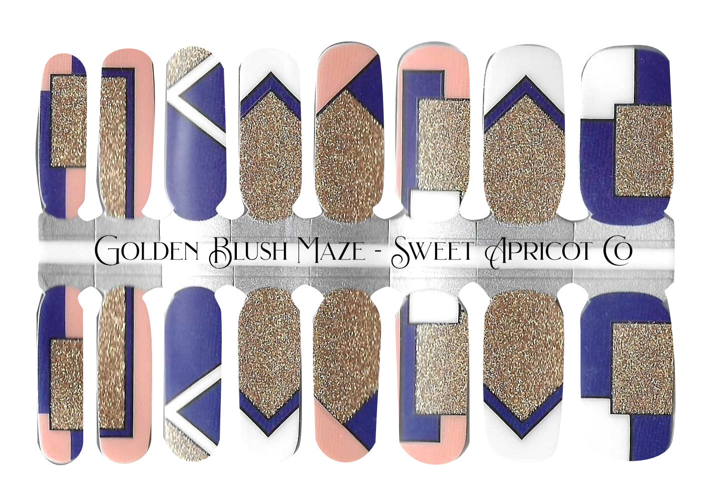 Golden Blush Maze Nail Wraps - Elegant Geometric Design