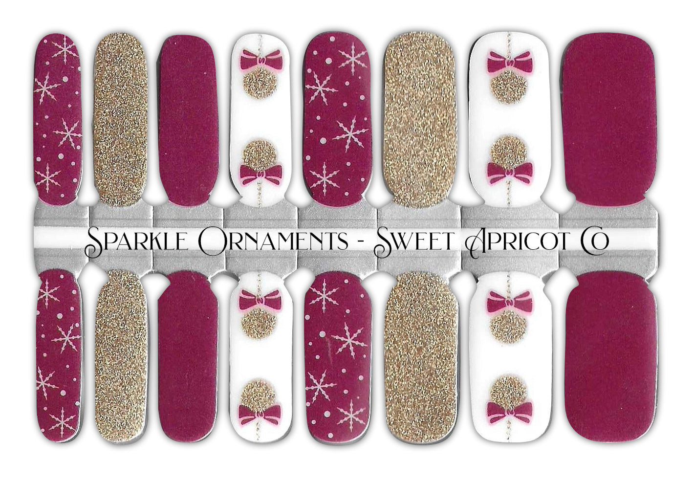 Sparkling Ornaments Nail Wraps - Festive Design