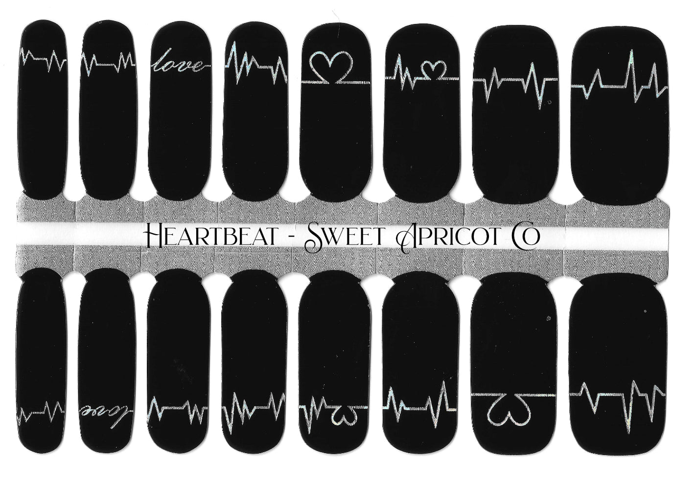 Heartbeat Nail Wraps - Black Background Perfect for Medical Folks!