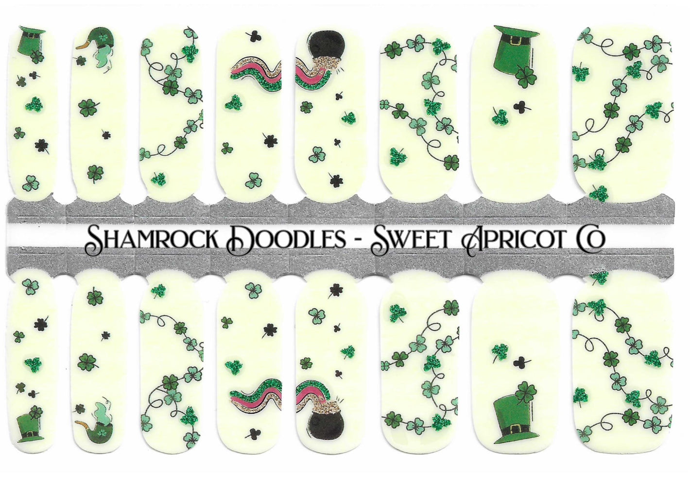 Shamrock Doodles Nail Wraps - St Patrick's Day Design