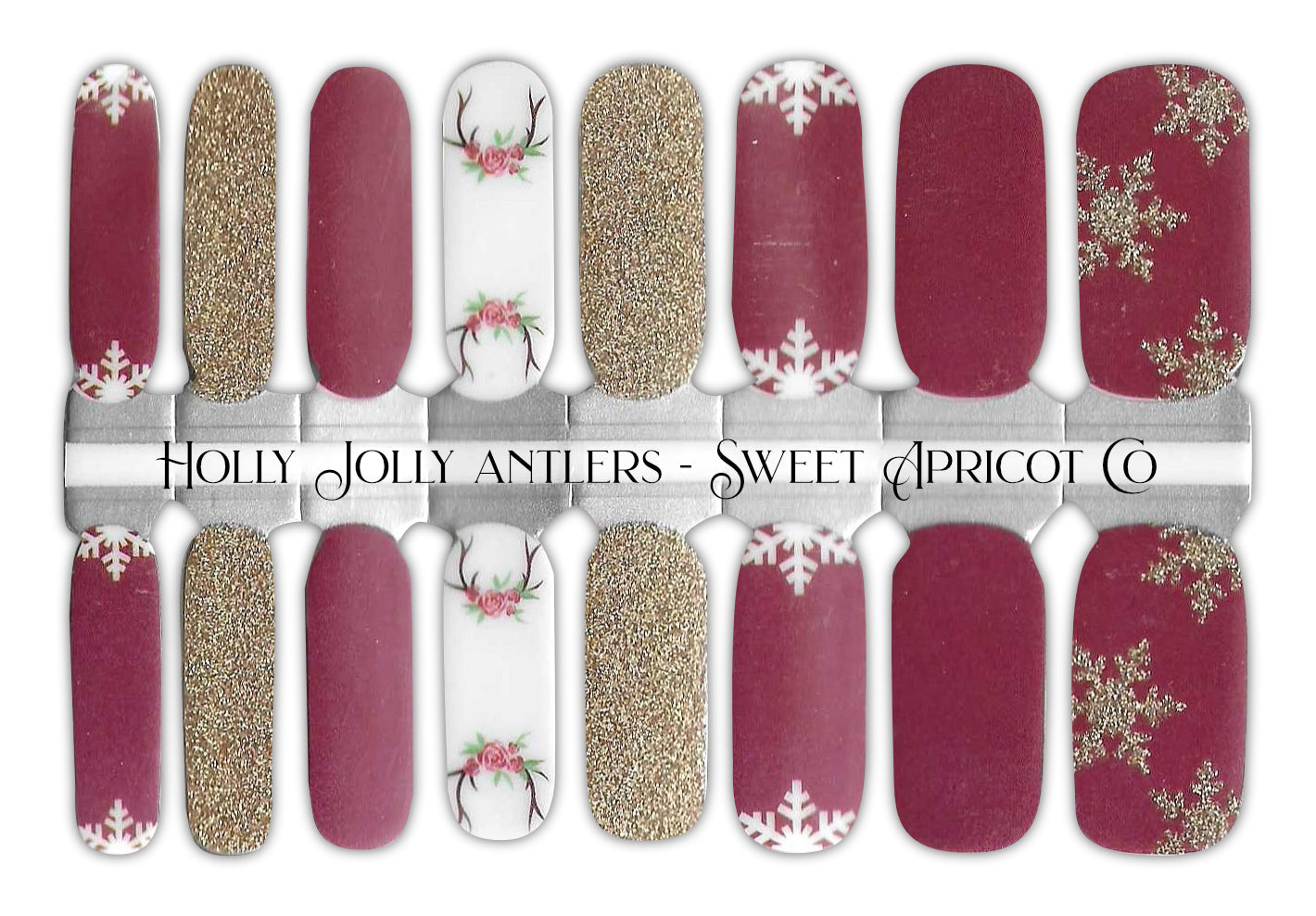 Holly Jolly Antlers Nail Wraps - Festive Christmas Design