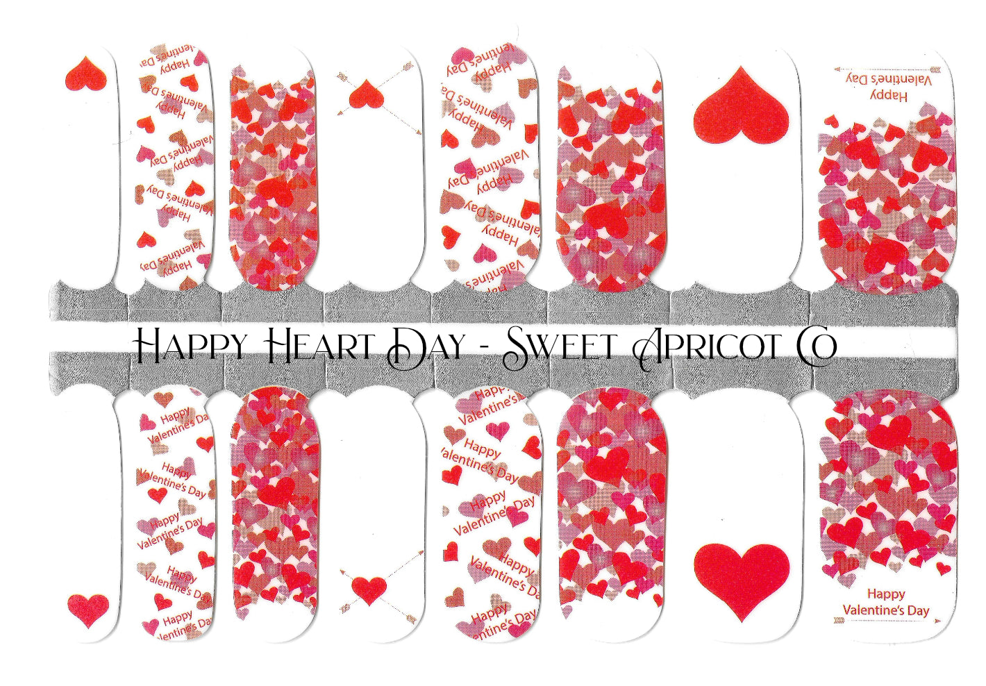 Happy Heart Day Nail Wraps - Valentine's Design