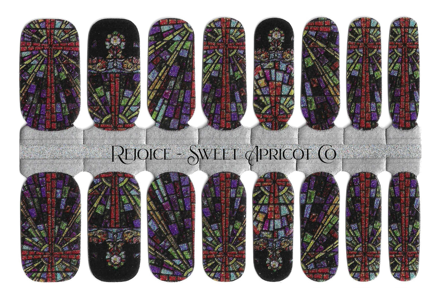 Rejoice Nail Wraps - Religious Stained Glass Design