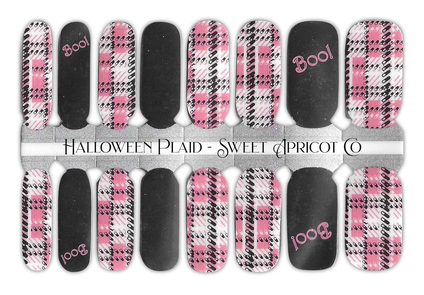 Halloween Plaid Nail Wraps - Spooky Fun for Fall