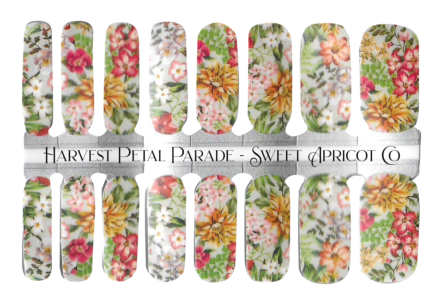 Harvest Petal Parade Nail Wraps - A beautiful floral design