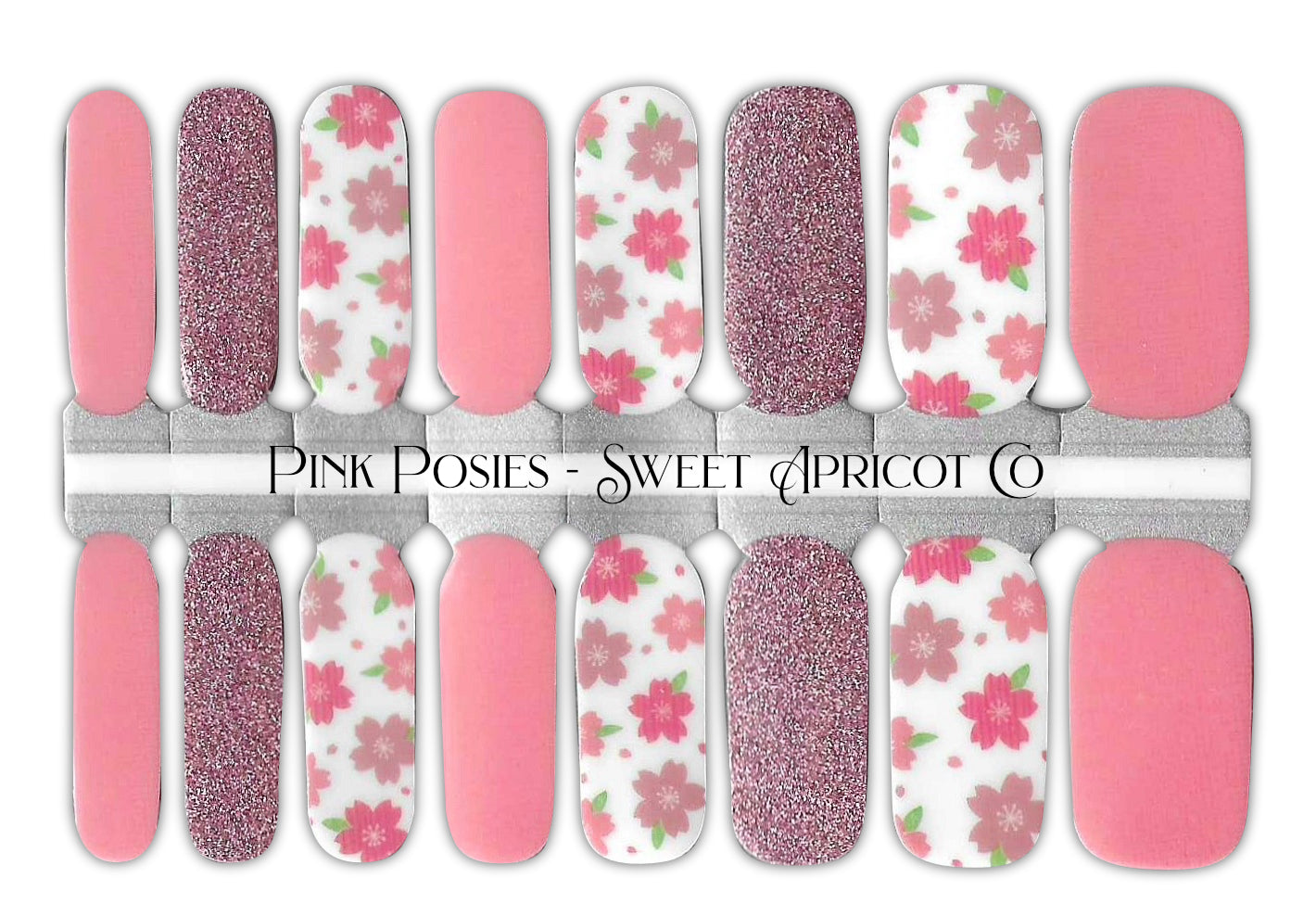 Pink Posies Nail Wraps - Sweet Pink Floral Design