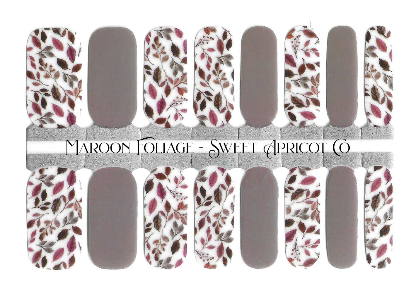 Maroon Foliage Nail Wraps - Gorgeous!