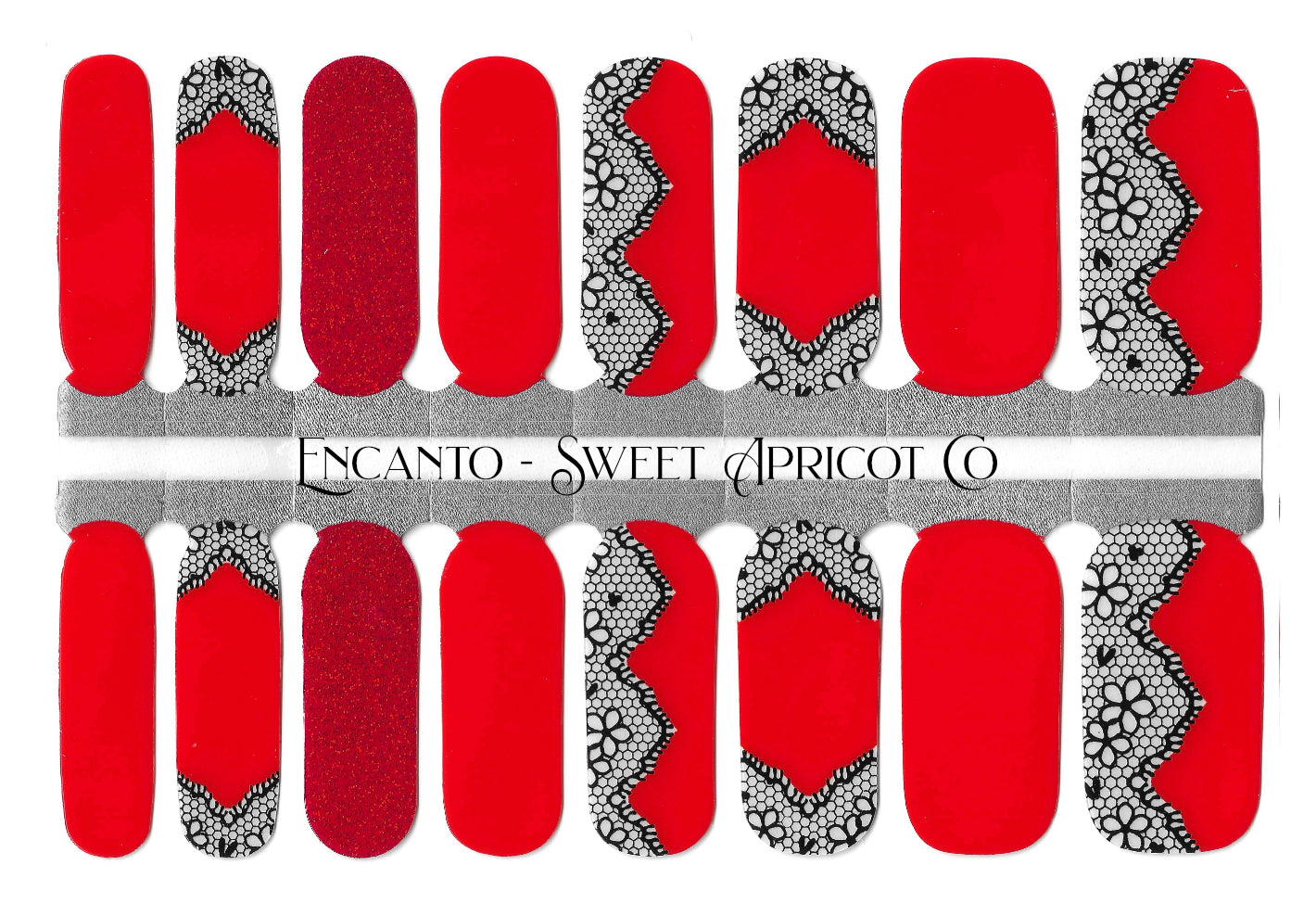 Encanto Nail Wraps - Spicy Orange and Black Lace Design