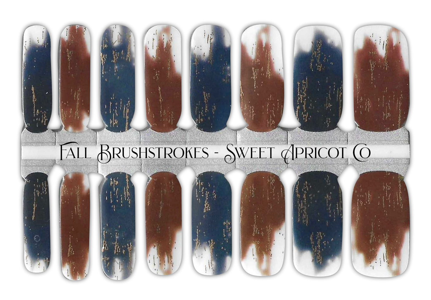 Fall Brustrokes Nail Wraps - Brown and Navy Design