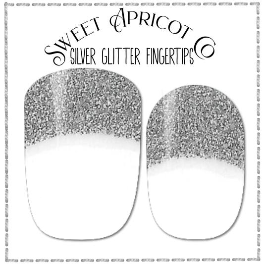 Silver Glitter Fingertips - Clear and Glitter Nail Wrap